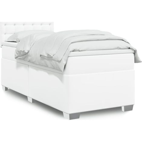 Boxspringbett mit Matratze Weiß 80x200 cm Kunstleder (1/5)