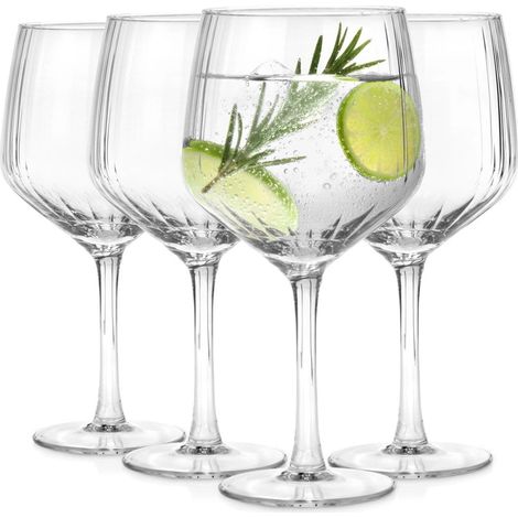 Gin Glasses Set, 580 ml, Ribbed Design, 4 Pieces (1/5)