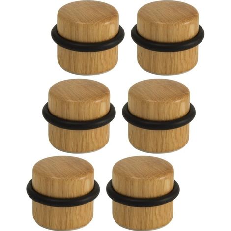 Türstopper – selbstklebender Türstopper aus Holz für den Boden – Türstopper für Türen und Wände – 6er-Pack (Eiche) (1/4)
