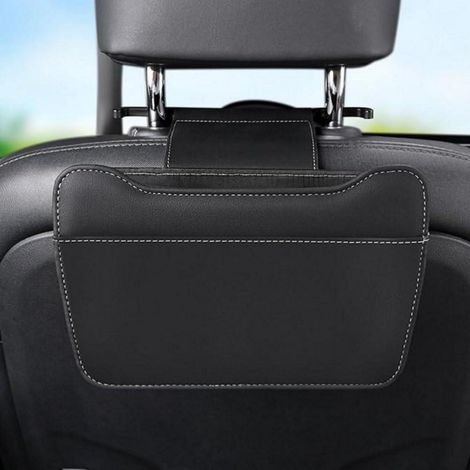 Auto Mülleimer Leder Kopfstütze Hängend Faltbar Wasserdicht Organizer Schwarz (1/5)