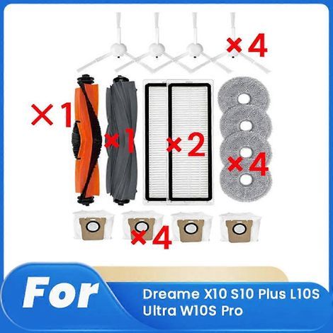 Filtre pour aspirateur brosse pour aspirateur Filtre de brosse pour aspirateur filtre de 16 Dreame X10 S10 Plus L10S Ultra W10S Pro Aspirateur Accessoires Kit Main Side Brosse Filtre Serpillière (1/5)