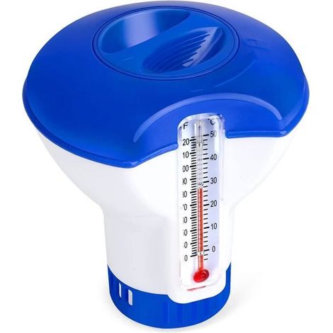 Diffuseur Flottant Piscine - Distributeur de Chlore Flottant avec Thermomètre - Convient pour Piscines et Spas (1/4)