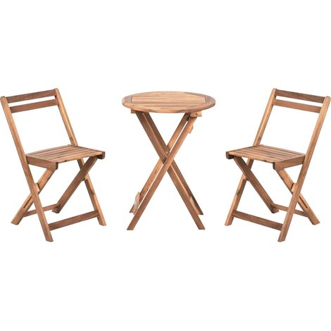 Bistro Set Folding SACILE Acacia Wood Brown