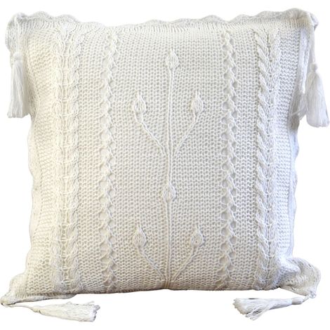 Federa decorativa all'uncinetto bianca 40x40 cm Federe in cotone con cerniera (1/5)