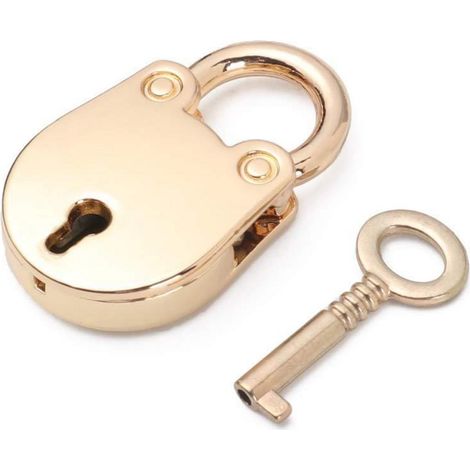 Mini cadenas avec clé, serrure métallique robuste pour bagages et armoires, Or