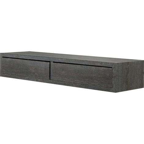 Mensola da Parete con 2 Cassetti 88,2x13,4x23,7 cm in Fibra di Legno Domino Maxi Rovere Scuro (1/5)