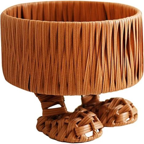 Ampio cesto portaoggetti intrecciato a mano, ideale per organizzare la casa, realizzato in rattan sintetico con pratici manici. (1/5)