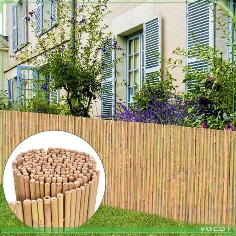Clôture en bambou ronde naturelle 300 x 100 cm - barrière de jardin (1/5)