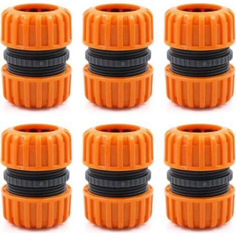Kit de réparation de tuyau d'arrosage - 6 pièces pour raccorder 19 mm (3/4"), pour un raccordement facile et rapide ou un tuyau de réparation sans outils, jaune (1/5)