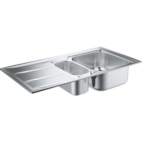 Grohe K400 Evier à encastrer 965 x 500mm avec une cuve + vide sauce + égouttoir réversible, Acier inoxydable (31567SD0)