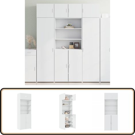 vidaXL Armoire de rangement blanc 80x42,5x225 cm bois d'ingénierie (1/5)