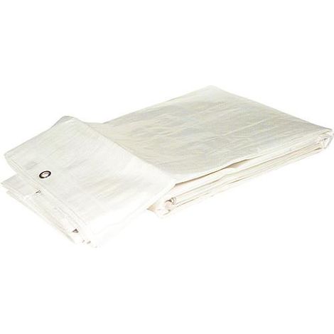 Bache en tissu en tissu filet HPDE 160g/m² avec bord + oeillet 6 x 8 m Couleur : blanc (1/2)