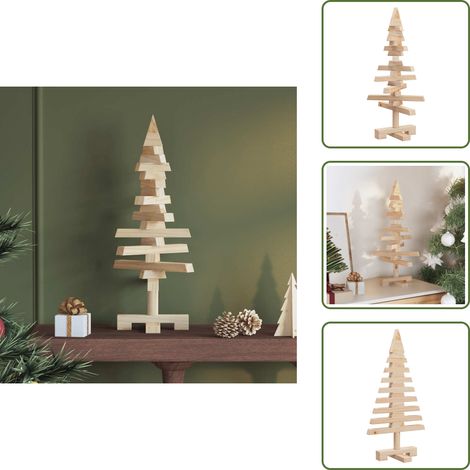 The Living Store Arbre de Noël en bois pour décoration 60 cm bois massif de pin - Sapin De Noel En Bois - Arbre De Noel Decoration - Decoratons De Noel - Sapins Artificiels - Sapin Noel Vintage