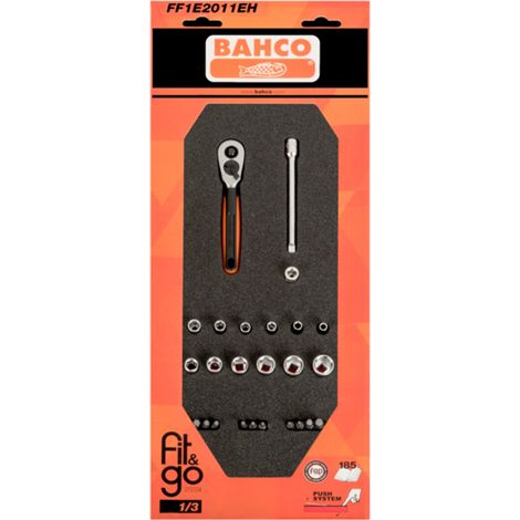 Bahco Fit&Go 1/3 Schaumstoffeinlage mit Satz 1/4-Steckschlüsseleinsätze - 25-tlg.