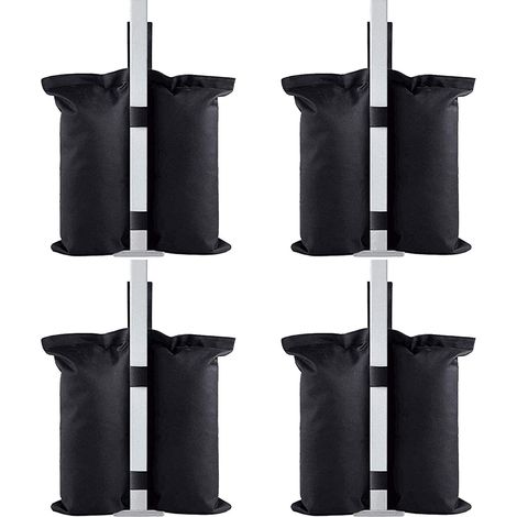 Lot de 4 Sacs Lestés de Sable de Qualité Industrielle, Poids de Sable pour Tonnelle, Sacs de Sable pour tonnelle Tente et Parasols de Terrasse, Poids de Pieds pour Auvent, Pare-Soleil, Noir (1/5)