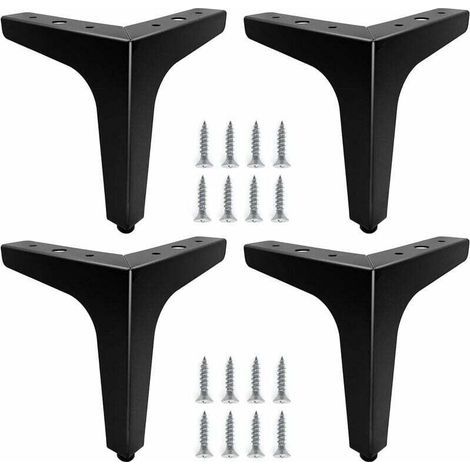 Lot de 4 15cm Pieds de Meubles Métal Noir, Pieds Canapé Durable, Pied Table Basse, Rehausseur Pied de Table Permettent de Se Lever ou Remplacer des Tables de Chevet, Canapé, Meubles TV, Fauteuil-Chrom (1/5)
