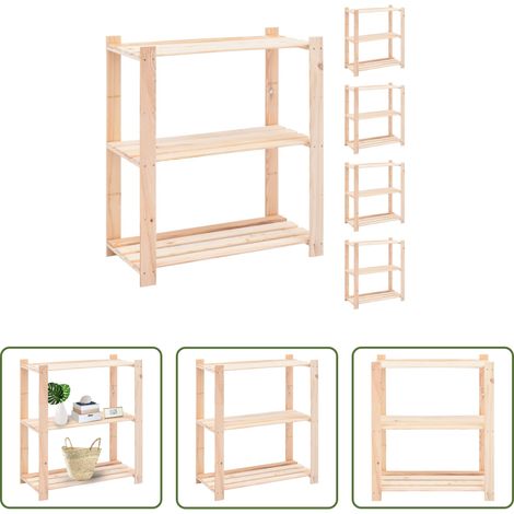 Rangement domestique - Étagères de rangement à 3 niveaux 5 pcs 80x38x90 cm Pin 150 kg (1/5)