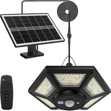 180 LED Solar Indoor/Outdoor Hanging Lights, 1200LM, 5 Lighting Modes, Remote Control, IP65 Waterproof for Garden, Shed, Gazebo, House, Garage, Patio - White