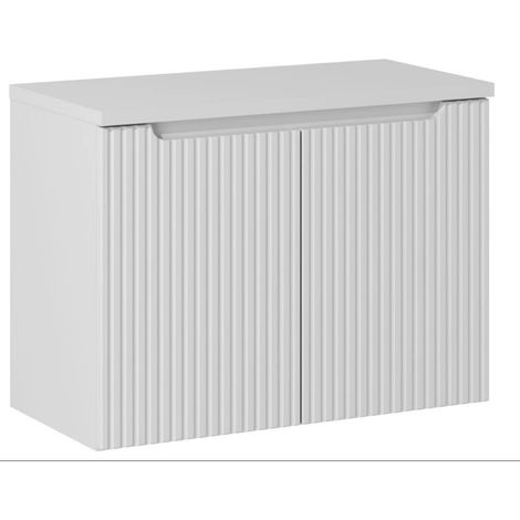 Meuble sous vasque suspendu 2 portes avec plan NOVA 80 cm Blanc-Blanc-Plateau Blanc-Largeur 80 cm (1/5)
