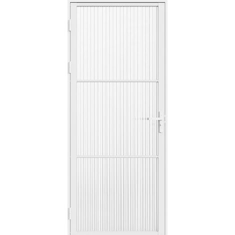 Bloc porte réversible en aluminium et verre trempé texturé - H204 x L73 cm - Blanc - MASERU (1/5)