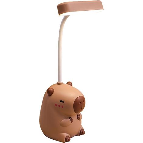 Kinderschreibtischlampe, LED-Schreibtischlampe, Capybara-Nachtlicht mit Anspitzer, 360°-Drehung, USB-Nachttischlampe mit Berührungssensor und flexiblem Arm, zum Lesen und Lernen (B) (1/5)