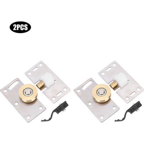 Lot de 2 roulettes de porte coulissante en bois, roulement à bille en acier inoxydable pour armoire (1/5)