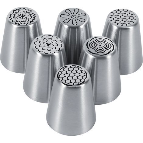 6 Embouts de Pâtisserie en Acier Inoxydable pour Décoration de Gâteaux, Douilles à Crème pour Fleurs, Ustensiles DIY (1/5)