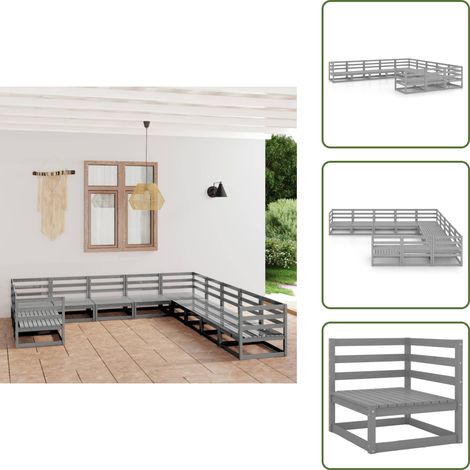11-tlg. Garten-Lounge-Set Massivholz Kiefer - Garten Lounge Set - Kiefernholzmöbel - Outdoor Möbel - Gartenmöbel - Loungemöbel (1/5)