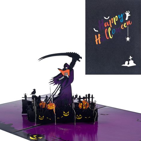 Carte d'Halloween en 3D, Carte Pop-up Faucheuse Scythe (1/5)