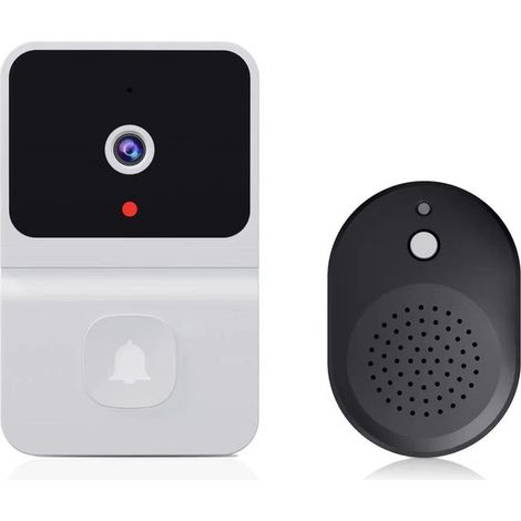 Timbre inalámbrico - Videoportero - Seguridad para el hogar - Cámara HD con visión nocturna - Wifi de 2,4 GHz - Blanco (1/5)