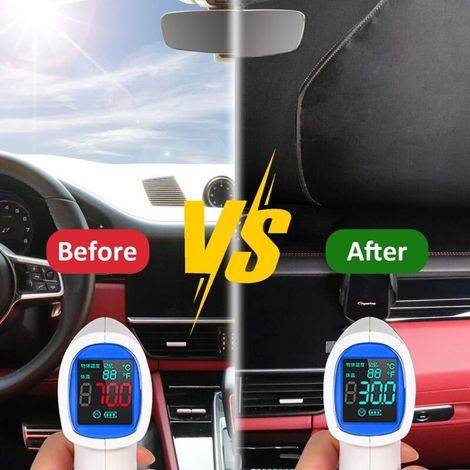 Pare-soleil pour voiture - Bloque les rayons UV Protecteur de pare-soleil, pare-soleil pour garder votre véhicule au frais et sans dommages,convient aux pare-brises de différentes tailles (L) (1/3)