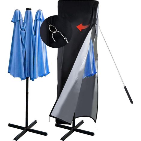 Housse de parasol déporté 420D imperméable pour 3.9-4.5m, avec aération et zip (1/5)