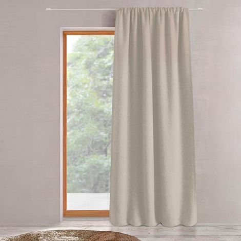 SACASA - Cortina fruncida efecto lino beige 140x280cm MERVORA