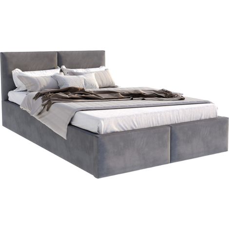 Lit coffre Tulum 120 x 200 cm avec sommier à lattes relevable Gris Foncé (1/5)