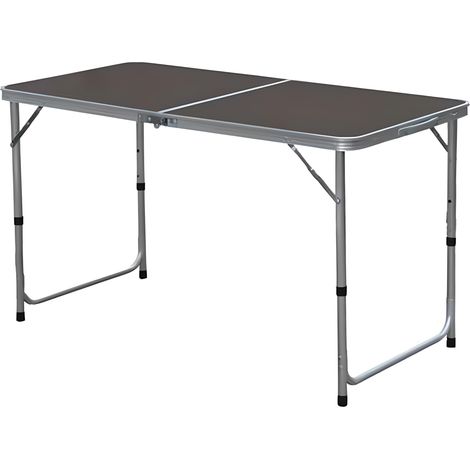 Table de jardin pliante en aluminium coloris gris - Longueur 120 x Profondeur 60 x Hauteur 69/61/55 cm (1/4)