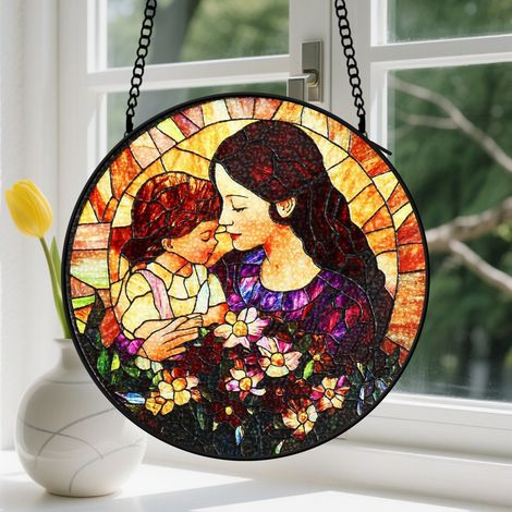 Capteur de Soleil en Vitrail Décoration Spirituelle pour Maison 20cm (1/4)