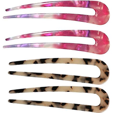 Épingles à cheveux pour femmes, épingles en forme de U, épingles en acétate, épingles à cheveux en forme de fourche, pinces (lot de 4). (1/5)