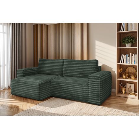L-förmiges Bohoo-Ecksofa mit Schlaffunktion stoff Velo Grün Links (1/5)