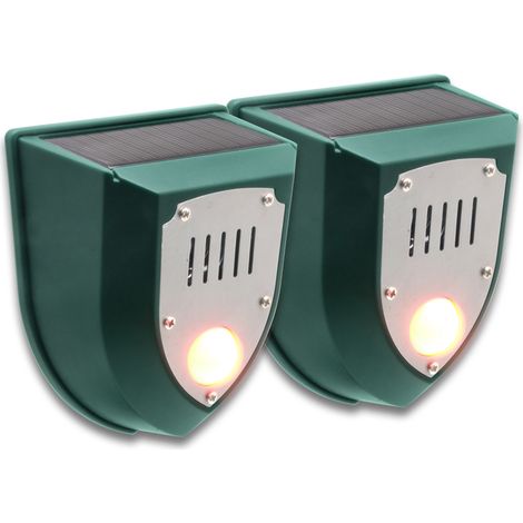 Répulseur ultrasonique solaire avec détecteur de mouvement PIR, alarme sirène 129dB et lumière stroboscopique infrarouge, étanche IP55 pour extérieur (1/5)