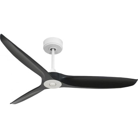 Bolt blanc , Ventilateur déstratificateur d'air, pales bois laquées noires 132 Cm, moteur blanc sans lumière .