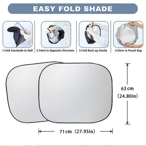 2x Pare-soleil pliable pour pare-brise, film de protection solaire pour vitre avant de voiture, visière intérieure pour berlines, SUV et camions, accessoires automobiles (1/5)