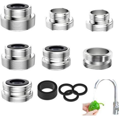 Lot de 7 adaptateurs de robinet pour robinet d'arrosage, robinet de cuisine avec joints, pour raccord de tuyau d'arrosage, évier, filtre à eau (1/5)