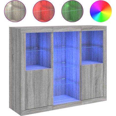 Maison Exclusive - Aparador con luz LED 3 pzas madera de ingenier (1/5)