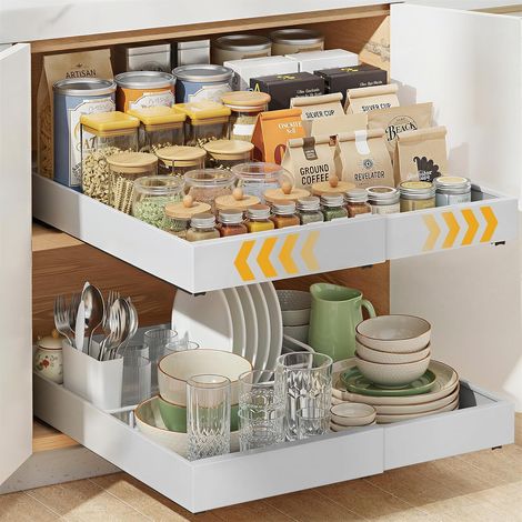 2 Pièces Tiroir Coulissant Etagere Telescopique Cuisine (1/5)