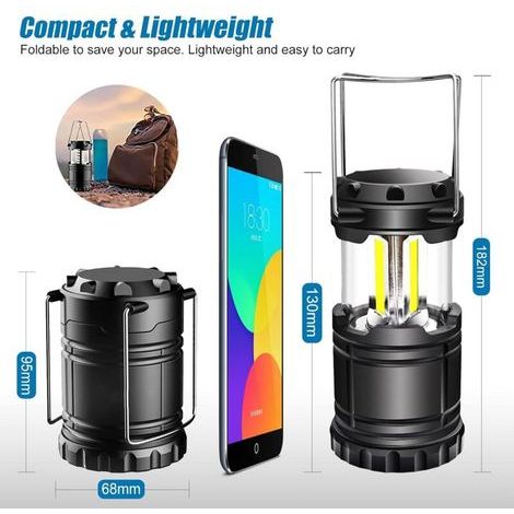 Lanterne Camping LED, Lampe Camping portable 350LM avec poignées en métal, pour Tente Camping Randonnée Pêche Cave etc, 2 pièces [Classe énergétique A+] NPTERBL (1/4)