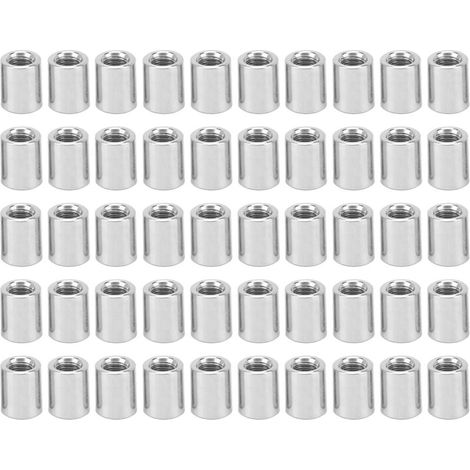M5 x 0,8 x 8 L10 mm Rundverbinder-Mutternsatz, rostfreies Verbindungsset mit Innengewinde für Rohrleitungen, 50-teilig - Crezuo