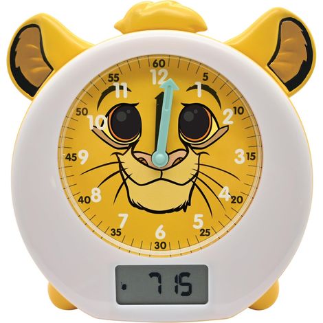 Lexibook Disney Il Re Leone Simba Il mio compagno educativo notturno, sveglia, luce notturna, simulatore d’alba, timer, doppio display dell’ora, batteria ricaricabile, giallo, RLT100AN (1/4)
