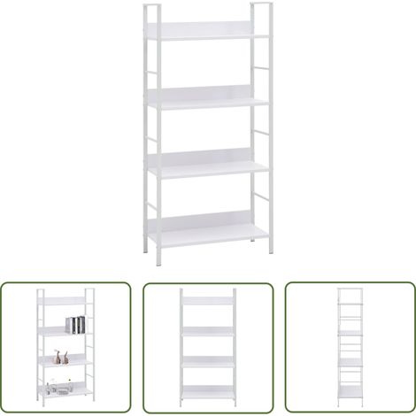 The Living Store Bücherregal 4 Regalböden Weiß 60×27,6×124,5 cm Holzwerkstoff - Bücherregal - Wohnraumorganisation - Aufbewahrungslösung - Stehleuchte - Holzregal (1/5)