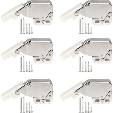 Pack of 6 Spring Loaded Tactile Latches Mini Push‑to‑Open Latches for Cabinets, with Mounting Screws (1/5)