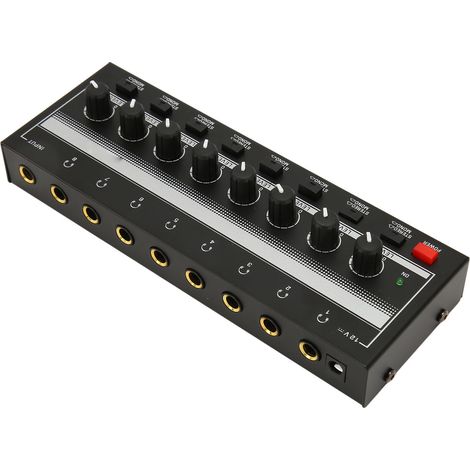 Amplificateur Casque 8 Sorties Professionnel, Préampli Casque Compact en Métal pour Home Studio et Scène, Alimentation 100‑240V UE